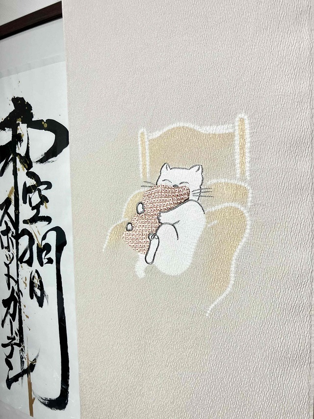 藤井絞り ネコ九寸名古屋帯