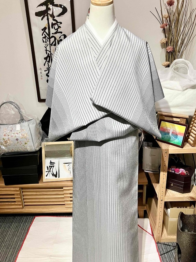 【激安アウトレット!】 塩沢紬単衣向き 未仕立て きじばとや | 藍の単衣 （塩沢紬 着物・浴衣
