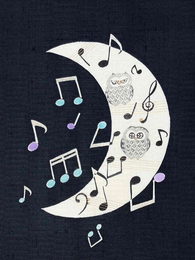 岡田その子 型絵染 フクロウ