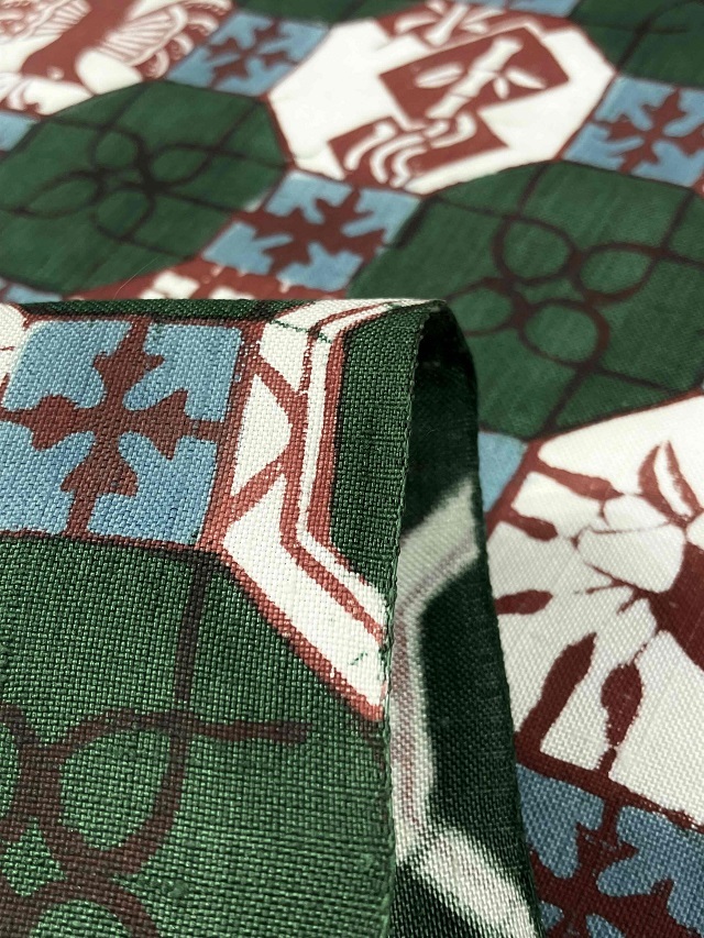 荒川眞理子 型絵染の世界 作品名「おもちゃ箱」上田紬地 九寸名古屋帯