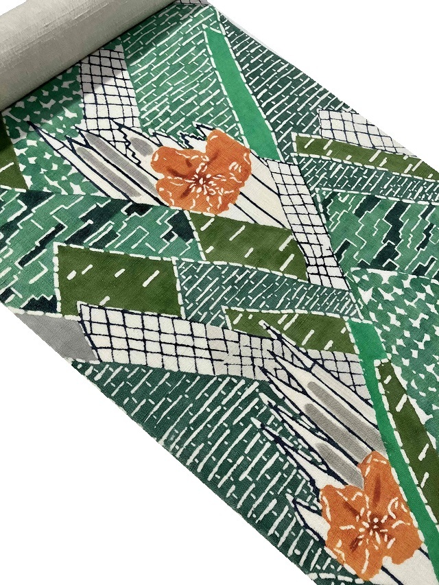 中島敬子 国展出展作品 屋並み 型絵染 九寸名古屋帯 唯一無二の