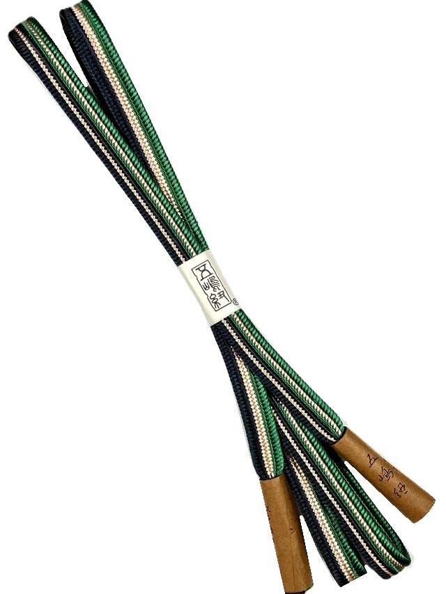 新品　半額以下　日本製 　江戸組紐　五嶋紐　帯締め　手組　正絹　リバーシブル 五嶋紐 帯締め｜3色ストライプ リバーシブル 黒/白/赤 特別価格｜着物