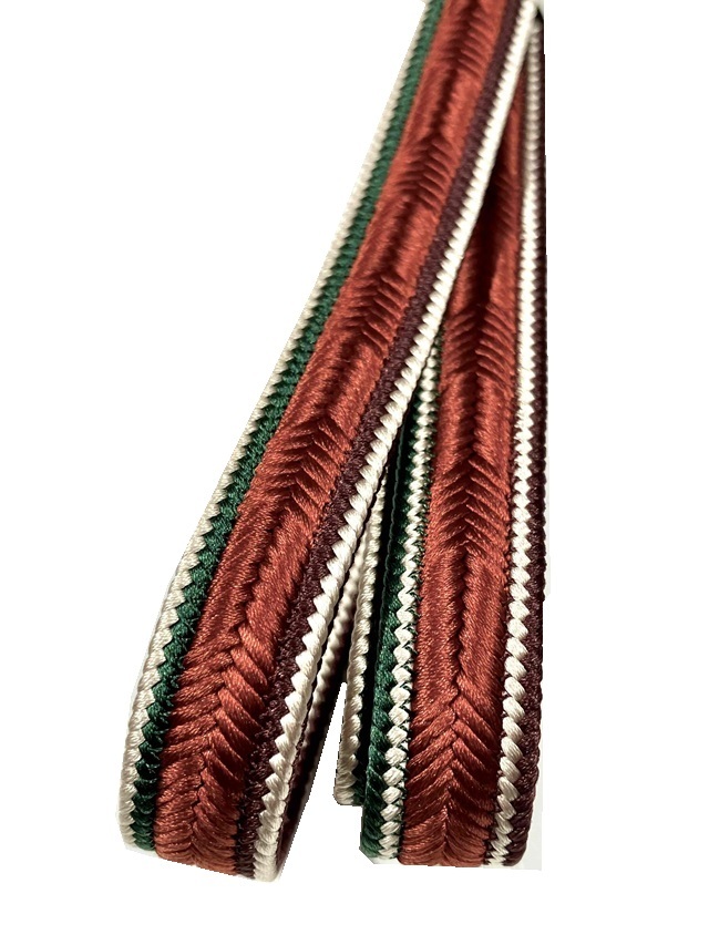 五嶋紐 帯締め 泥染め｜矢羽根/サイドカラー切り替え 黄櫨染ベース