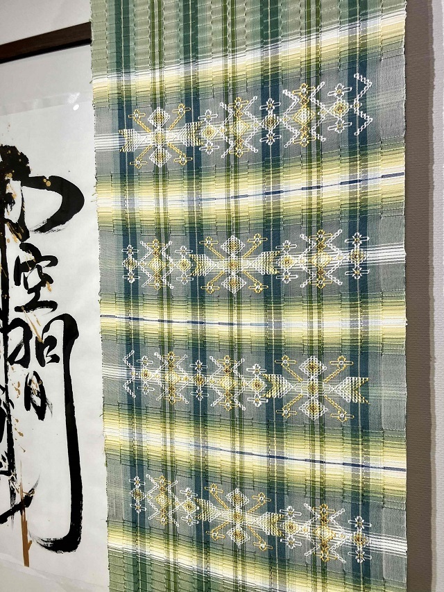 翠緑 工房真南風 本場琉球花織 九寸名古屋帯 至高のロートン ティ花  