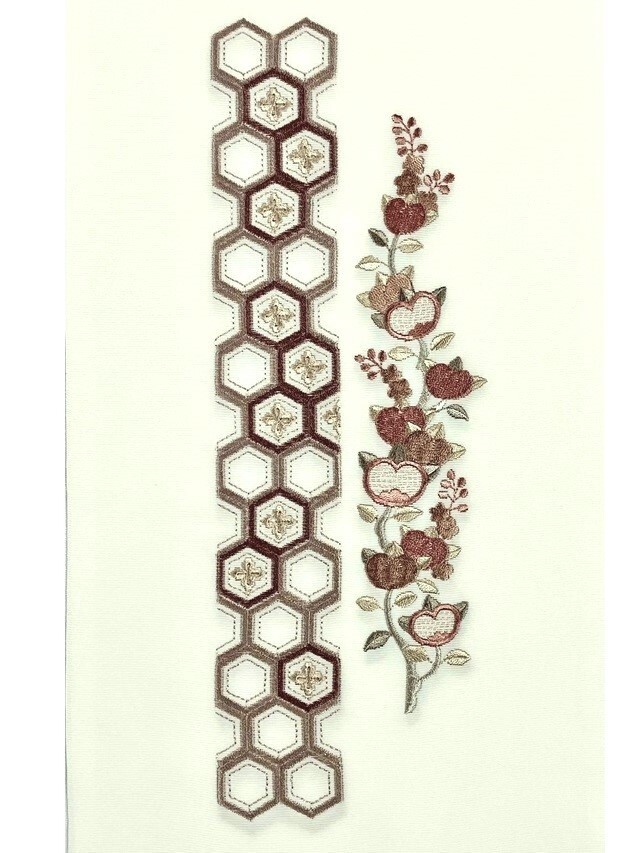 刺繍半衿 橘/亀甲 日本製 クリーム1｜着物セレクト専門店