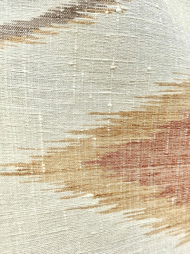単衣 小千谷紬 花柄模様 証紙付 薄藍色 しつけ糸 K-3790