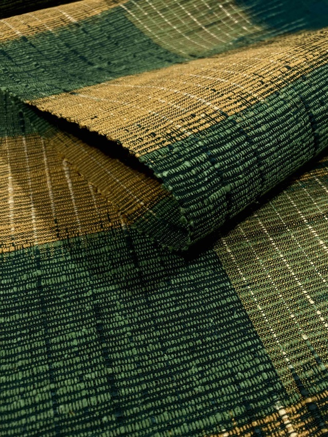 専用。　　　週末セール 柿泥染 手染め 小千谷紬 くるまや工房 越後おくに 証紙 越後おぐに くるまや工房 夏柿泥 小千谷紬 縞 証紙付き 身丈165 裄68