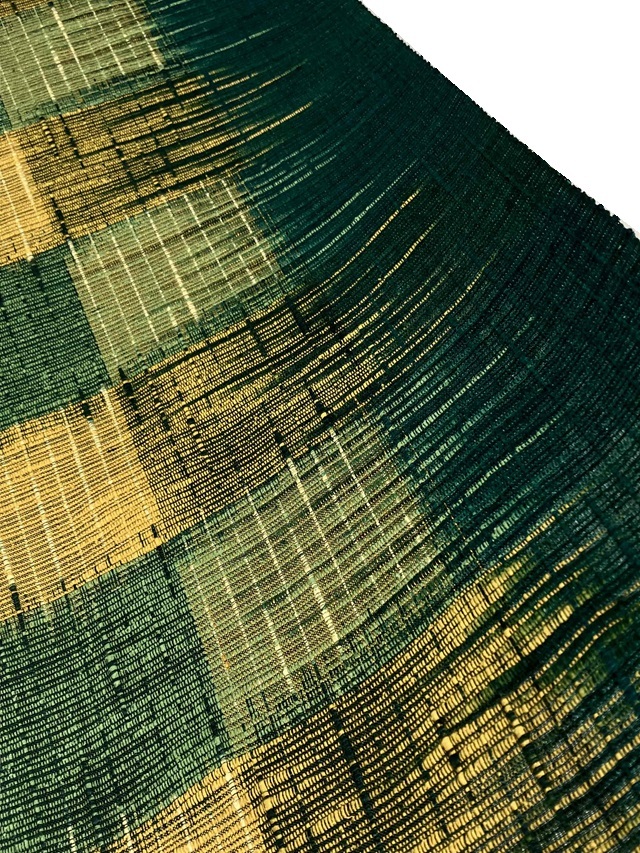 専用。　　　週末セール 柿泥染 手染め 小千谷紬 くるまや工房 越後おくに 証紙 越後おぐに くるまや工房 夏柿泥 小千谷紬 縞 証紙付き 身丈165 裄68