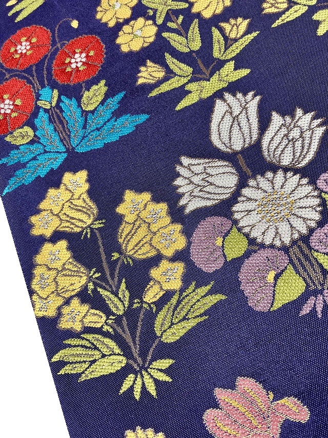 再値下げ【となみ帯】リバーシブル西陣袋帯『花筏の桜模様』『格子柄』 再値下げ【となみ帯】リバーシブル西陣袋帯『花筏の桜模様