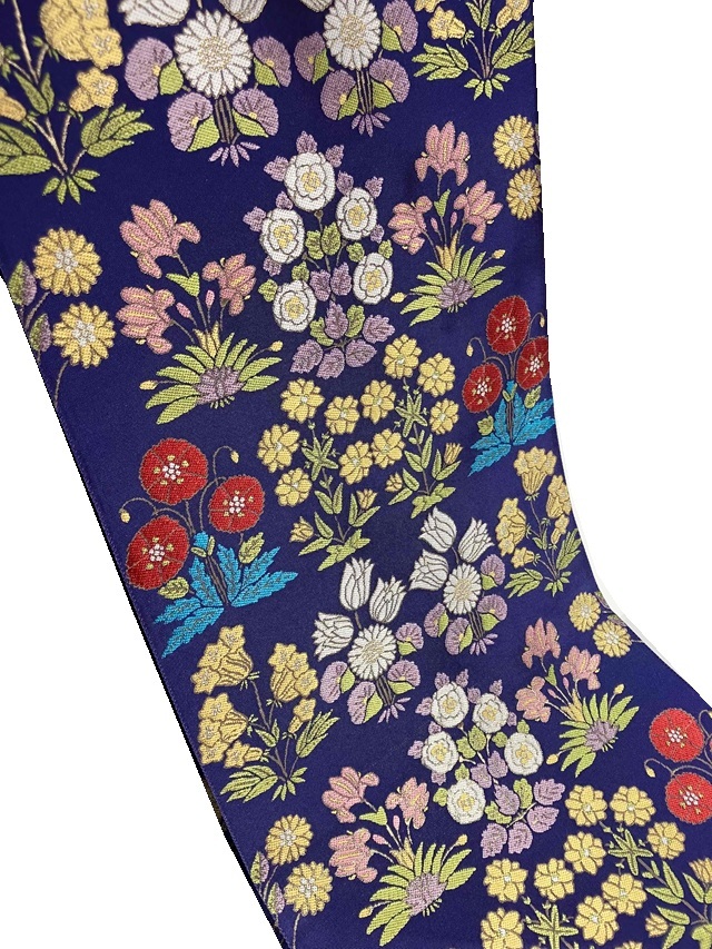 新品 正絹 袋帯 西陣 となみ織物 花苑春水文 百樂 未仕立て品 4464 新品 正絹 袋帯 西陣 となみ織物 花苑春水文 百樂 未仕立て品 4464