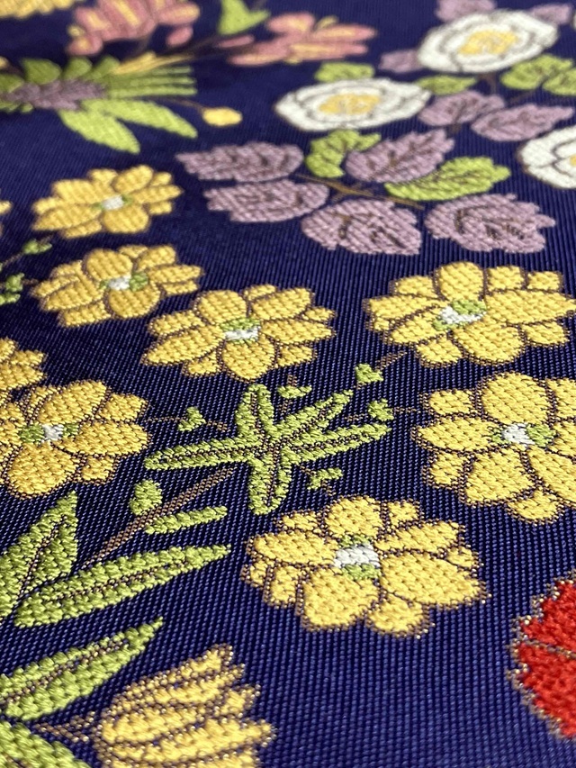 仙福屋 西陣織 となみ織物 更紗大全 破格値アウトレット 小花 紫地