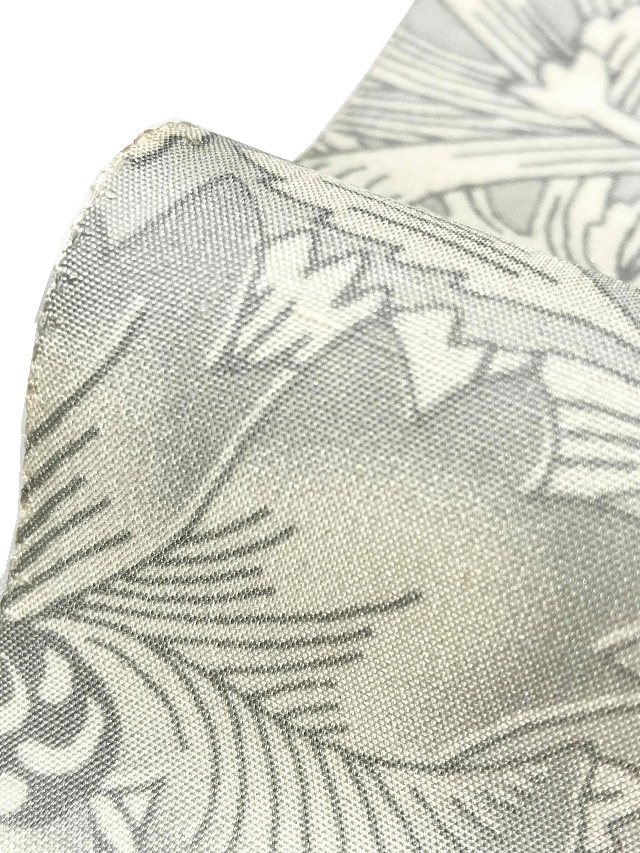 【1542】夏牛首紬　グレー暈し　単衣　証紙　反端有り 単衣・夏物】 【白山工房 夏牛首】 特選先染め牛首紬 証紙付き