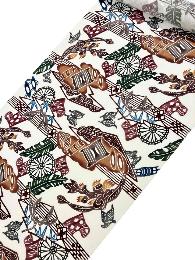 洒落袋　紅型 城間栄順 紅型×夏大島 糸巻 糸車 単衣夏 現代紅型の礎を築いた最高峰