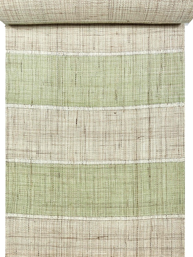 奥会津昭和村 からむし織 八寸　名古屋帯　高機　夏単衣　6534 奥会津昭和村 からむし織 八寸 名古屋帯 高機 夏単衣