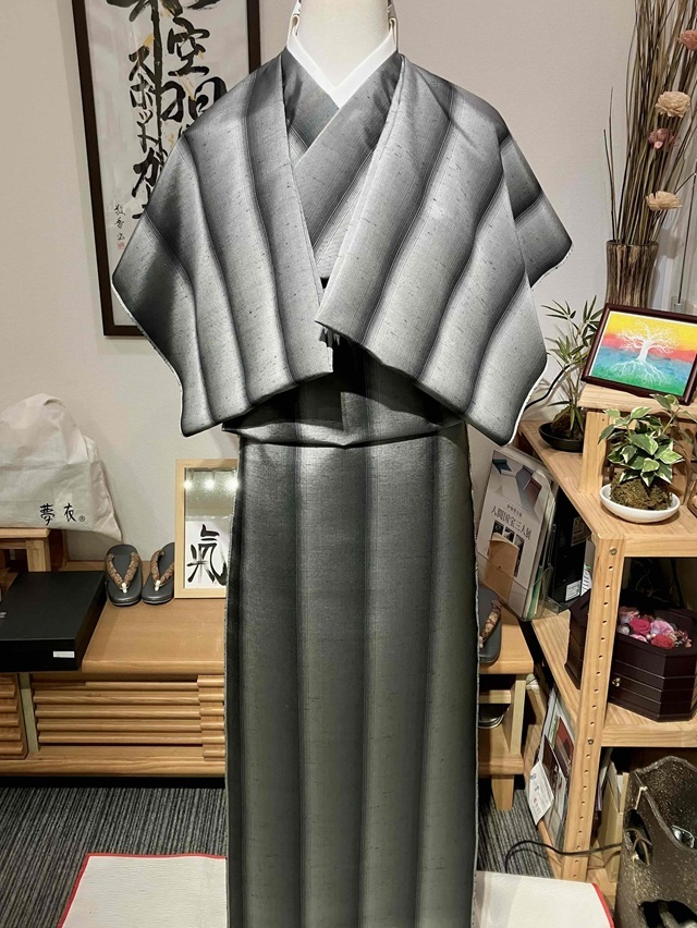 牛首紬 鰹縞 先染め|希少 特選品 10周年感謝特価| スポットガーデン