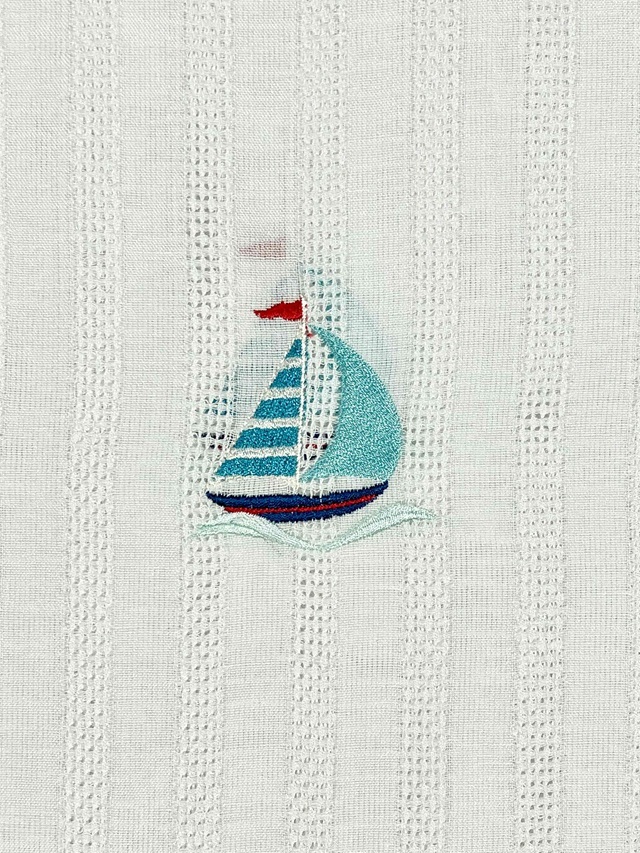 夏半衿ヨット刺繍