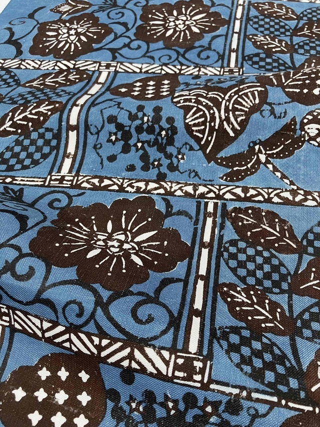 荒川眞理子 型絵染の世界 作品名「花園」上田紬地 九寸名古屋帯｜着物