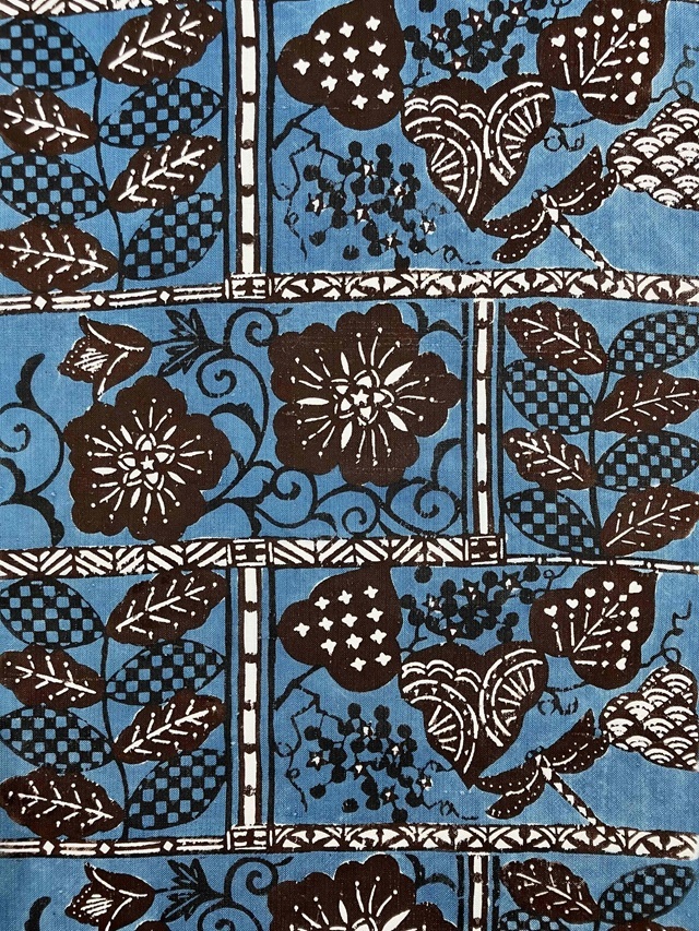 荒川眞理子 型絵染の世界 作品名「花園」上田紬地 九寸名古屋帯｜着物