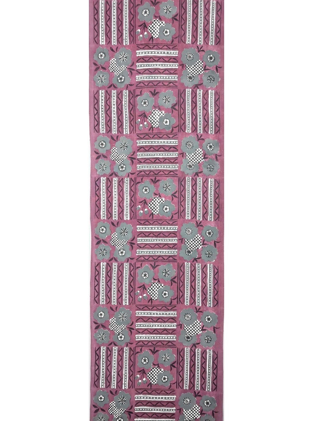 紬名古屋帯（格子に花絣文）全通総柄　正絹美品 紬名古屋帯（格子に花絣文）全通総柄 正絹美品