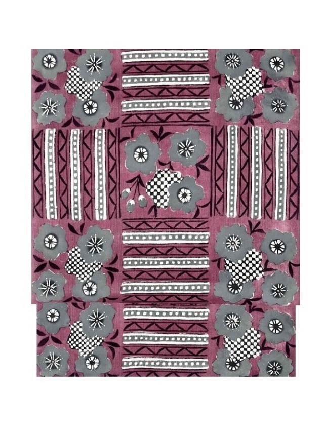 荒川眞理子 型絵染の世界 作品名「さくら サクラ」上田紬地 九寸名古屋