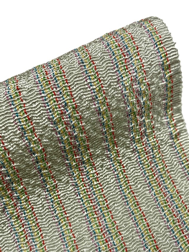 6 丹後縮緬帯揚げ 先染めストライプ生地 段染め暈し メーカー在庫放