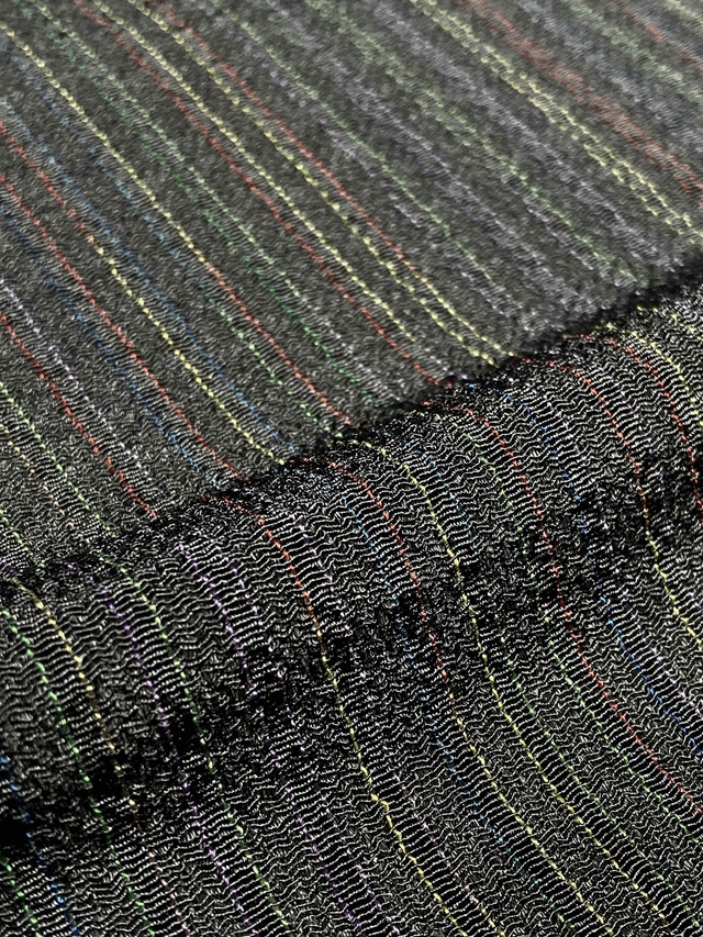 丹後縮緬帯揚げ 泥染 先染め絣 ストライプ チャコールグレー メーカー