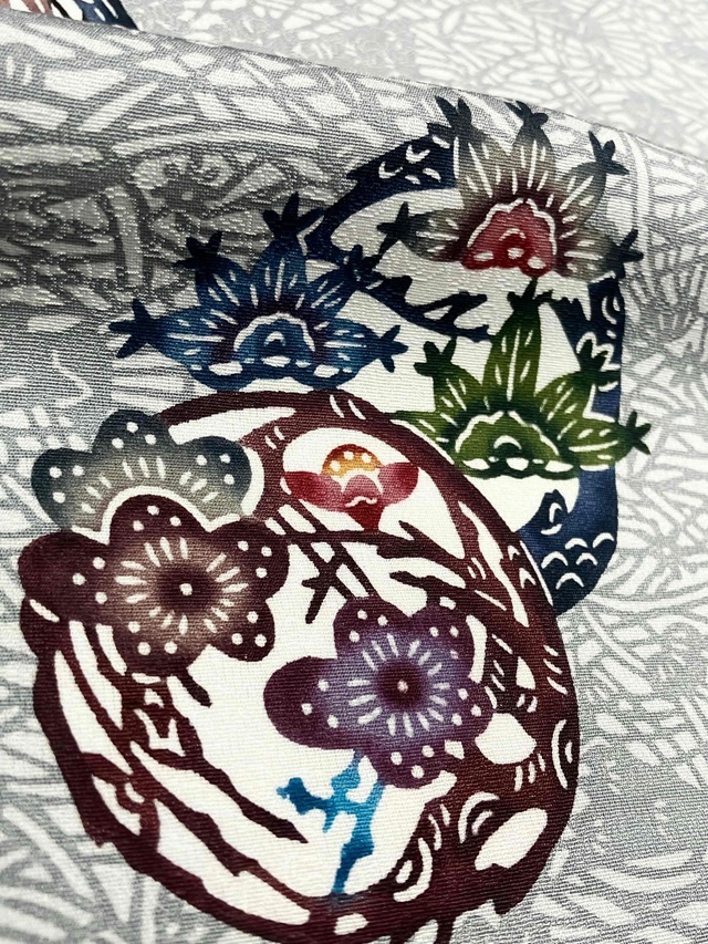 城間栄順 紅型染 着尺 松竹梅丸紋 10周年感謝特価 |着物セレクト専門店