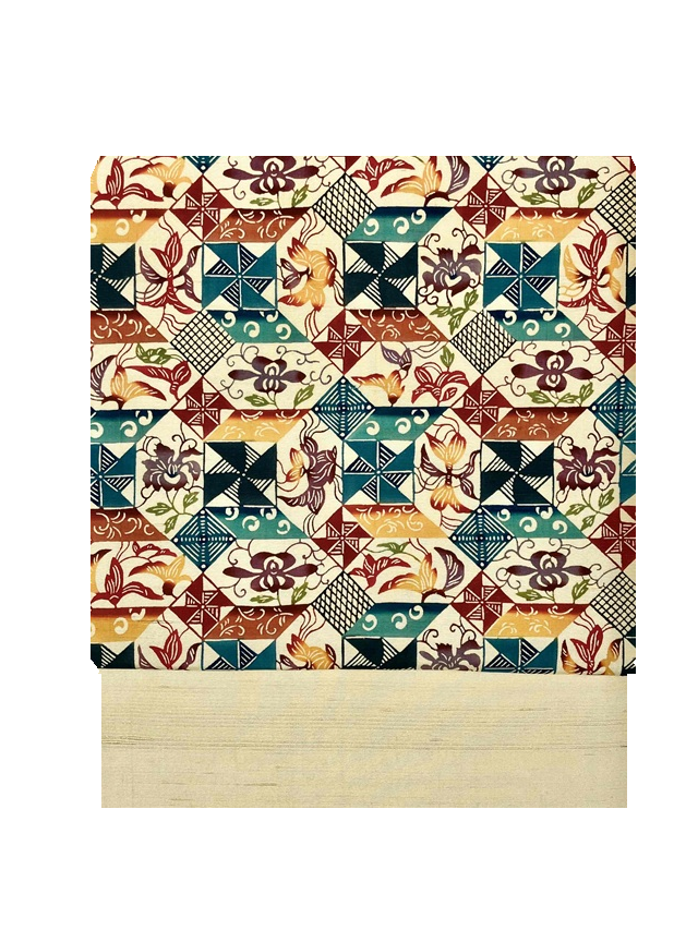 紅型工房ひがしや 10周年感謝特価 小千谷紬九寸名古屋帯 唯一無二の