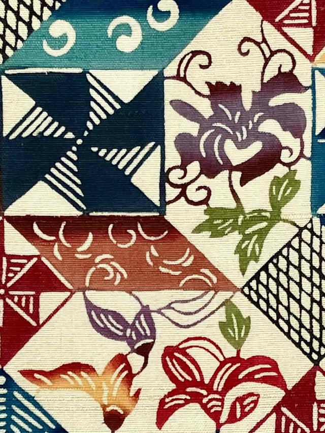 紅型工房ひがしや 10周年感謝特価 小千谷紬九寸名古屋帯 唯一無二の