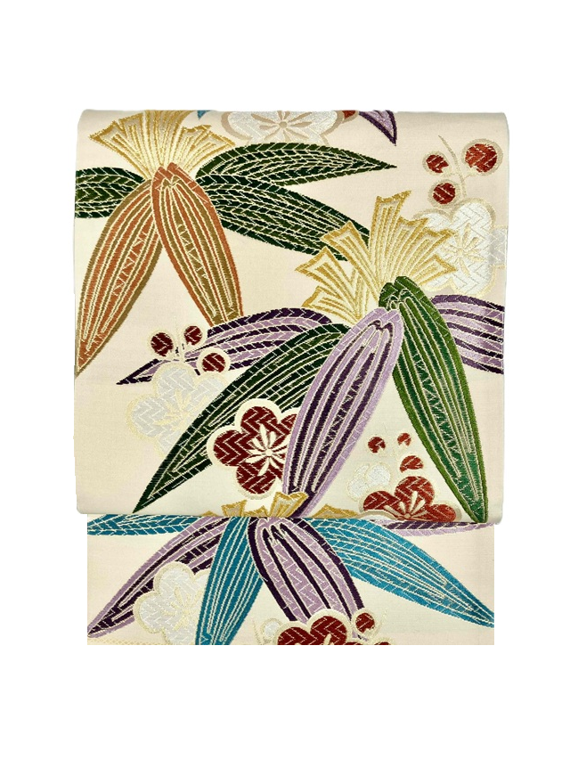 松竹梅 お仕立て付き 破格値アウトレット 西陣織 大光 クリーム｜着物