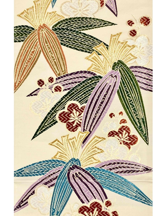 松竹梅 お仕立て付き 破格値アウトレット 西陣織 大光 クリーム｜着物