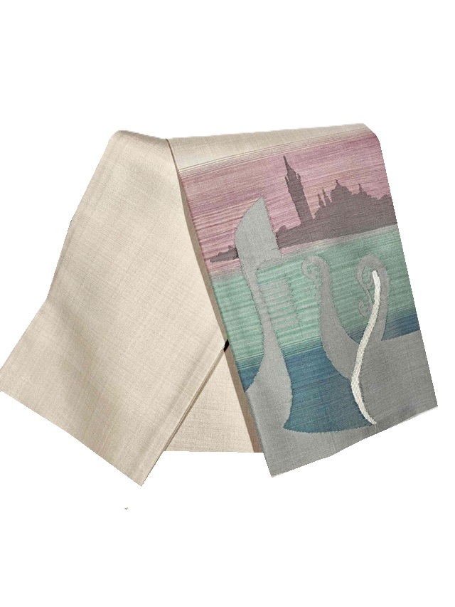 半幅帯 すくい織 手織り