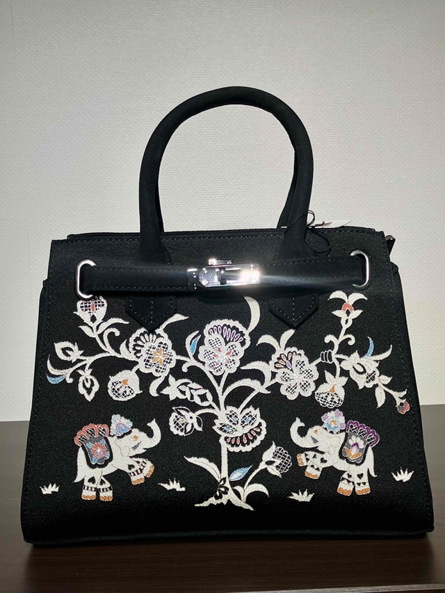 OKAZIMA 岡重 京友禅バッグ BOX 更紗象 ｜着物セレクト専門店スポット