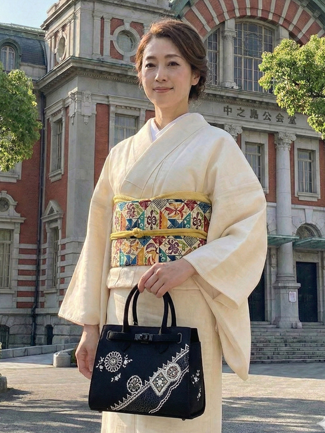 OKAZIMA 岡重 京友禅バッグ BOX 更紗 ｜着物セレクト専門店スポット