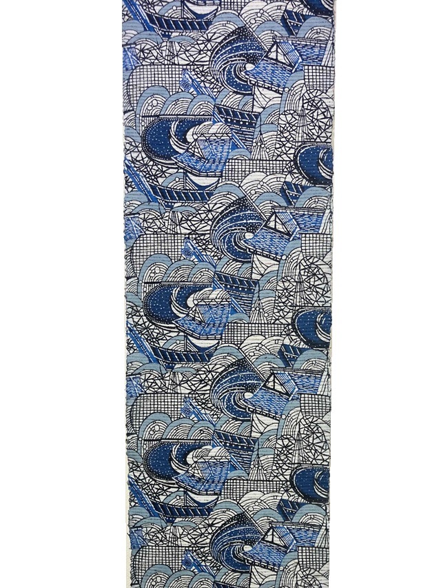 ⭐︎O0777 美品 逸品 紅型染 ちりめん地 人間国宝玉那覇 有公作正絹名古屋帯 紅型染の最高峰 玉那覇有公 人間国宝 オールシーズン｜着物セレクト