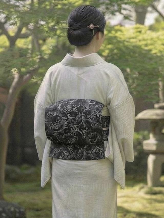 牛首紬九寸名古屋帯