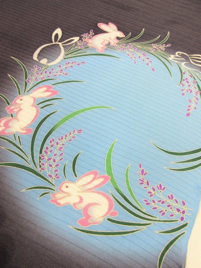 夏　絽帯　染帯　うさぎ