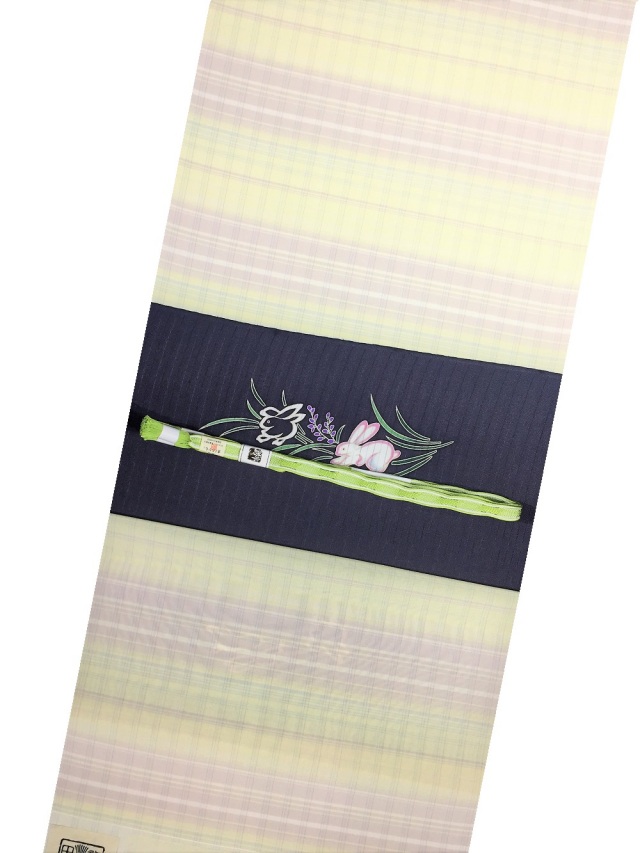 夏　絽帯　染帯　うさぎ