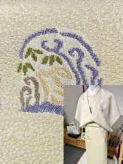 さらりと纏う　本しぼ真綿紬のお着物 お仕立て上がり】 特選真綿紬 【仕・中古美品】 「紅茶・縹