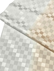 【帯揚げ】【丹後縮緬】【手染め】【二色染め分け】【くすみクリームオレンジ/シルバーグレー】【市松地模様/チェック】【絹100%】【日本製】【業者在庫放出品 掘出し価格】【送料全国一律510円】