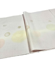 【帯揚げ】【紬織】【友禅染】【水玉に金彩】【ピンク地】【絹100%】【日本製】【メーカー在庫放出品 掘出し価格】【送料全国一律510円】