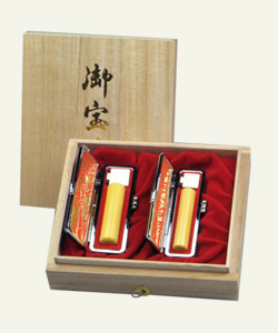 柘植（薩摩本柘植）　個人印鑑　女性用２本セット（実印・銀行印）