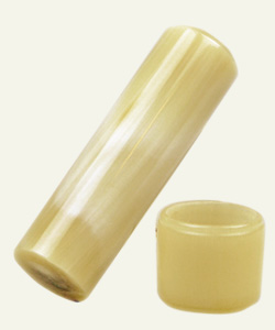 白水牛角手彫り印鑑（丸棒サヤ付）18mm【法人銀行印】