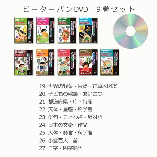 フラッシュカードDVD ピーターパン9巻【送料無料 即納】【公式ショップ限定5%OFF】星みつ る式 5,400枚の絵カードを9枚のDVDに収録 赤ちゃんから小学生まで 小学校教科+αを短時間 で学ぶフラッシュカードDVD 教材
