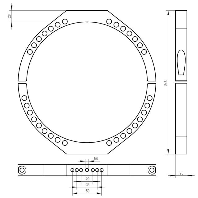 MORE BLUE TB013 内径204mm 超軽量化設計鏡筒バンド M8つまみネジ付き