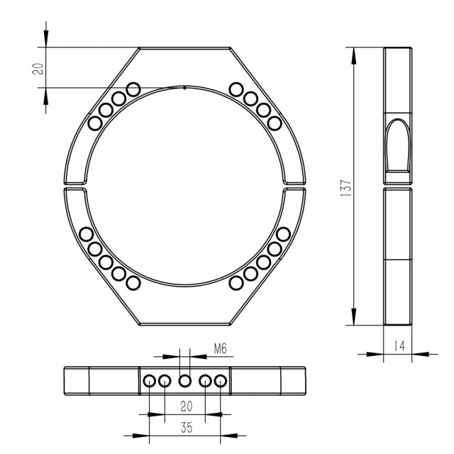 MORE BLUE TB006 内径95mm 超軽量化設計鏡筒バンド M6つまみネジ付き