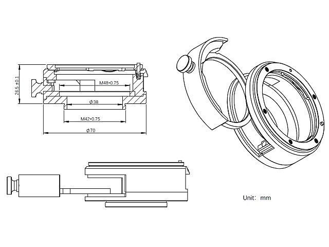 ZWO NEW フィルタードロワー付・EOS-EFマウントアダプター（ASI冷却