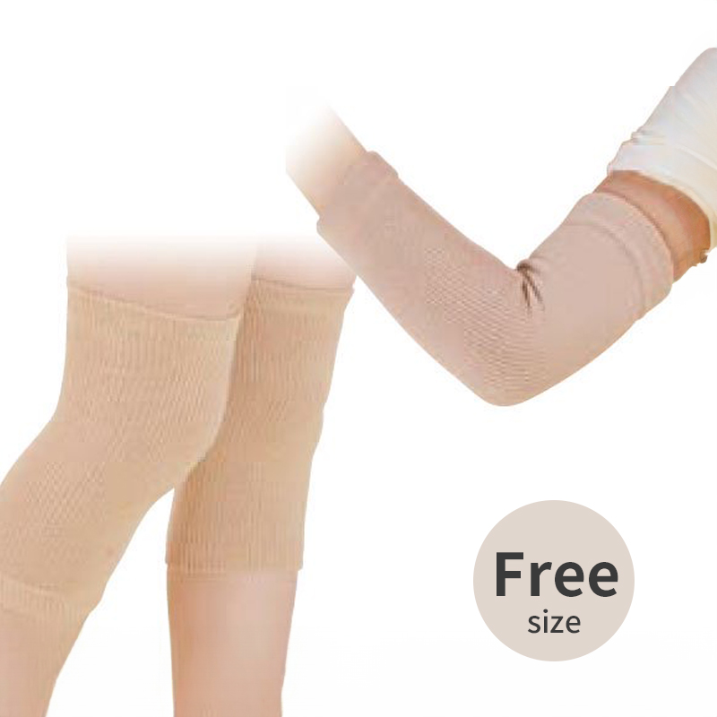 《（ネコポス便利用可能）※代金引換不可》［遠赤グッズ］ユメロン黒川　【おやすみサポーター フリーサイズ(1枚入り)】　ベージュ　/　おやすみサポーターシリーズ　サポーター　締め付けない　ゆったりタイプ　通気性　伸縮性