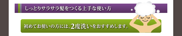 しっとりサラサラ髪をつくる上手な使い方 初めての方には2度洗いをおすすめします