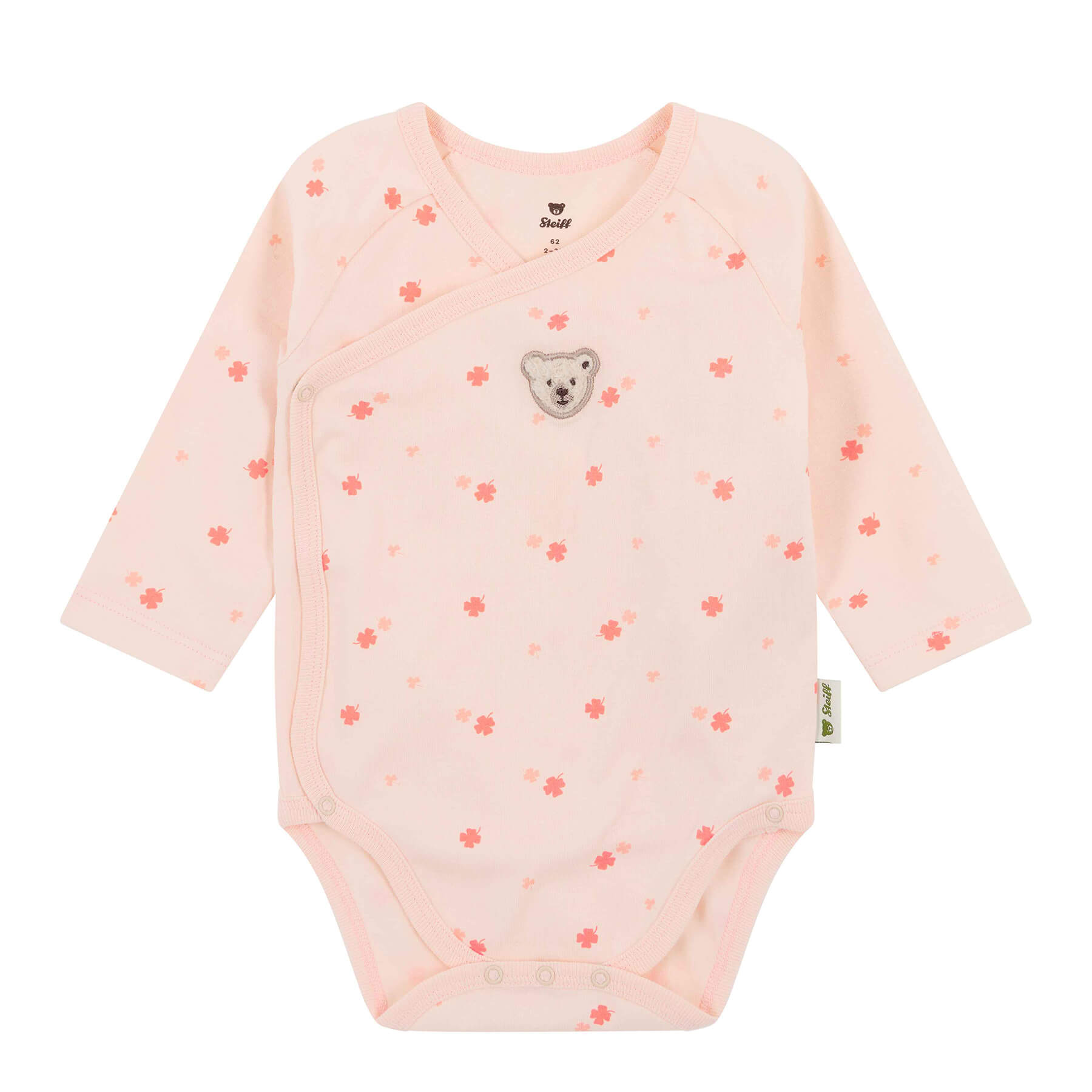前開き長袖ロンパース ピンク| ドイツ最高級テディベアのシュタイフ